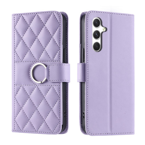 Samsung Galaxy A16 5G Ring Buckle Rhombic Leather Phone Case - Purple