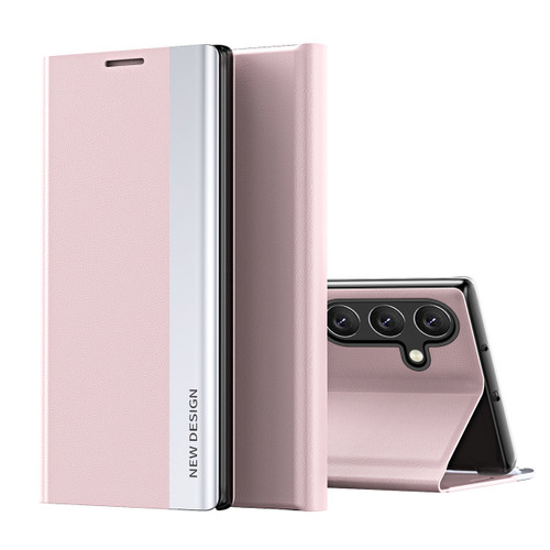 Samsung Galaxy A16 5G Side Electroplated Adsorption Leather Phone Case - Pink