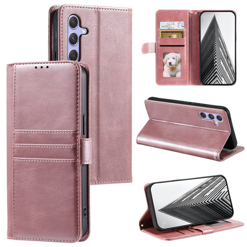 Samsung Galaxy A16 5G Simple 6-Card Wallet Leather Phone Case - Rose Gold