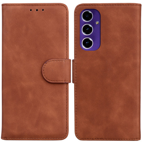 Samsung Galaxy A16 5G Skin Feel Pure Color Flip Leather Phone Case - Brown