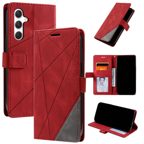 Samsung Galaxy A16 5G Skin Feel Splicing Leather Phone Case - Red Samsung Galaxy A16 5G Skin Feel Splicing Leather Phone Case - Red