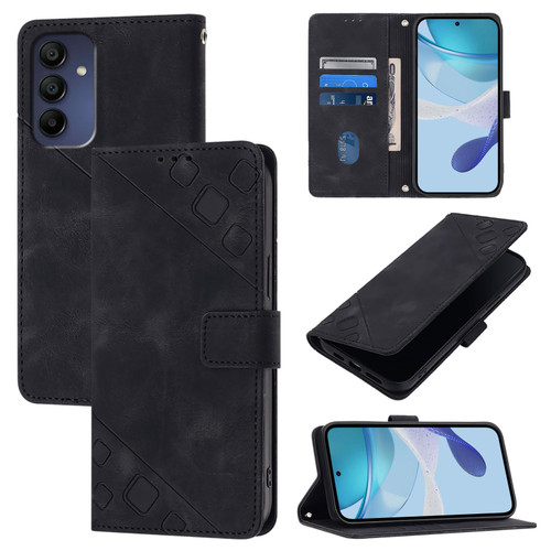 Samsung Galaxy A16 5G Skin-feel Embossed Leather Phone Case - Black Samsung Galaxy A16 5G Skin-feel Embossed Leather Phone Case - Black