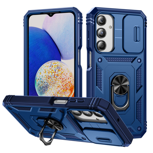 Samsung Galaxy A16 5G Sliding Camshield TPU + PC Phone Case with Holder - Navy Blue