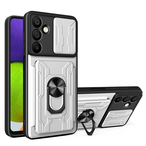 Samsung Galaxy A16 5G Sliding Camshield TPU+PC Phone Case with Card Slot - White