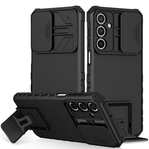 Samsung Galaxy A16 5G Stereoscopic Holder Sliding Camshield Phone Case - Black
