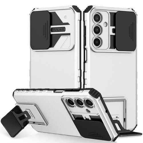 Samsung Galaxy A16 5G Stereoscopic Holder Sliding Camshield Phone Case - White