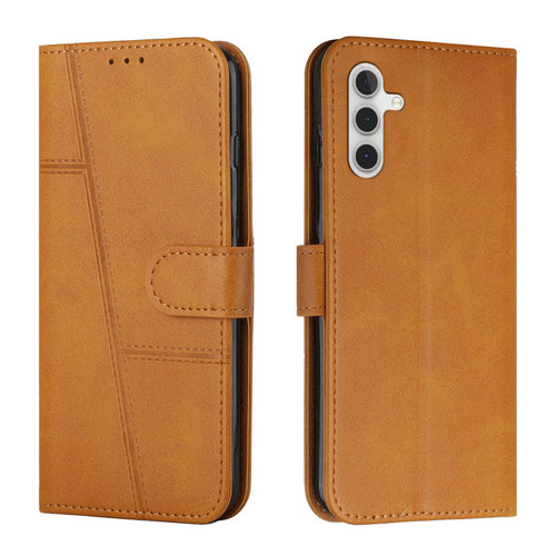 Samsung Galaxy A16 5G Stitching Calf Texture Buckle Leather Phone Case - Yellow