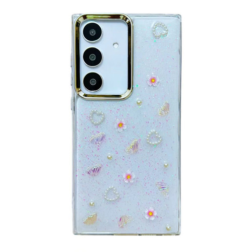 Samsung Galaxy A16 5G Three-dimensional Bow Pearl Love Flower TPU Phone Case - Butterfly Love Flowers