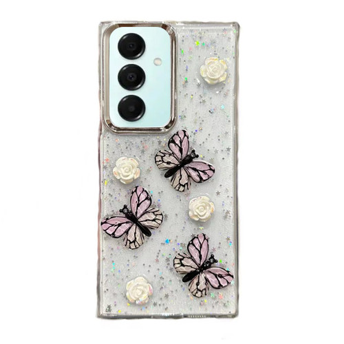 Samsung Galaxy A16 5G Three-dimensional Butterfly Glitter TPU Phone Case - Pink