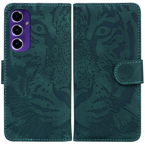 Samsung Galaxy A16 5G Tiger Embossing Pattern Flip Leather Phone Case - Green