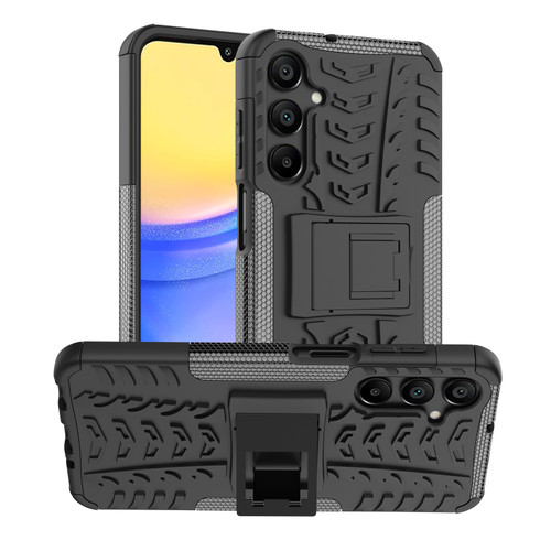 Samsung Galaxy A16 5G Tire Texture TPU + PC Phone Case with Holder - Black