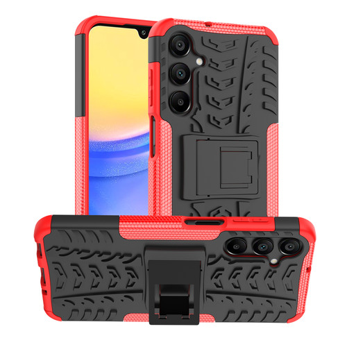 Samsung Galaxy A16 5G Tire Texture TPU + PC Phone Case with Holder - Red