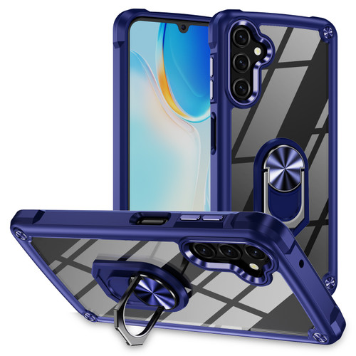 Samsung Galaxy A16 5G TPU + PC Lens Protection Phone Case with Ring Holder - Blue