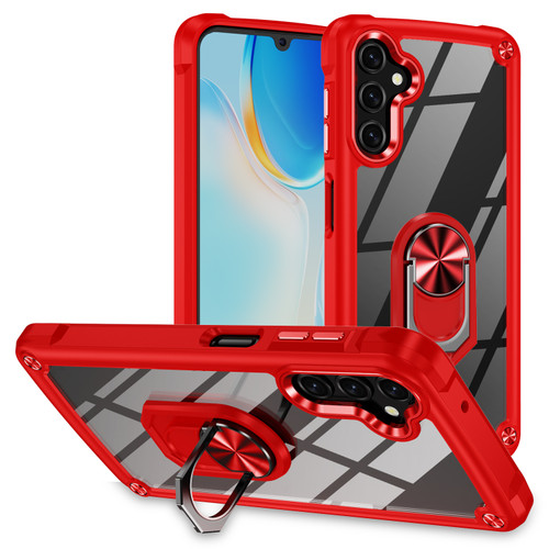 Samsung Galaxy A16 5G TPU + PC Lens Protection Phone Case with Ring Holder - Red