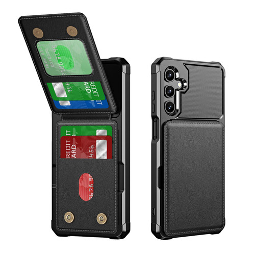 Samsung Galaxy A16 5G Vertical Flip Card Bag Holder Leather Phone Case - Black