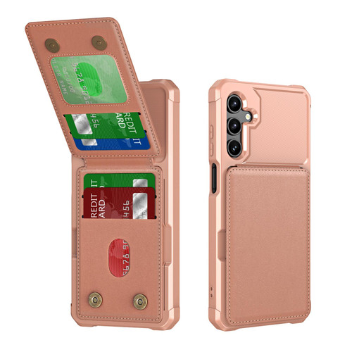 Samsung Galaxy A16 5G Vertical Flip Card Bag Holder Leather Phone Case - Rose Gold