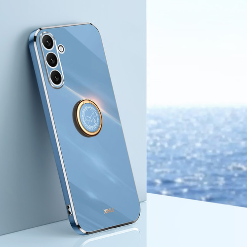 Samsung Galaxy A16 5G XINLI Straight Edge 6D Electroplate TPU Phone Case with Ring Holder - Celestial Blue