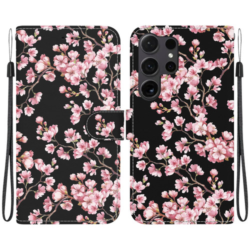 Samsung Galaxy S25 Ultra 5G Crystal Texture Colored Drawing Leather Phone Case - Plum Bossom