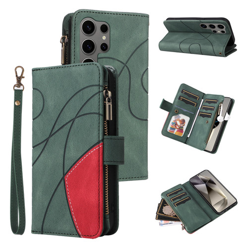 Samsung Galaxy S25 5G Dual-color 9 Card Slots Zipper Wallet