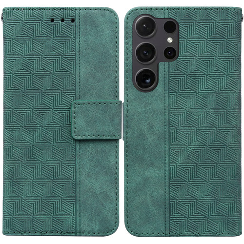 Samsung Galaxy S25 Ultra 5G Geometric Embossed Leather Phone Case - Green