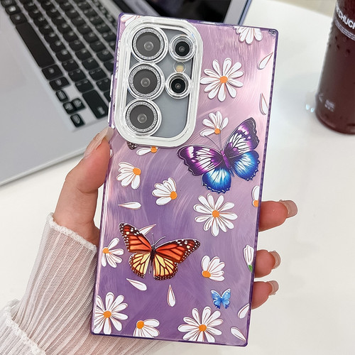 Samsung Galaxy S25 5G Plating Texture Butterfly TPU Phone Case