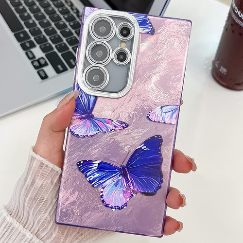 Samsung Galaxy S25 5G Plating Texture Butterfly TPU Phone Case
