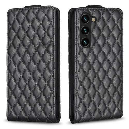 Samsung Galaxy S25+ 5G Diamond Lattice Vertical Flip Leather Phone Case - Black