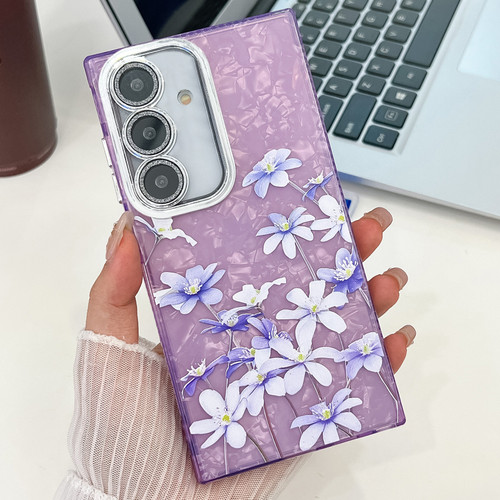 Samsung Galaxy S25+ 5G Electroplating Flowers Plants Texture TPU Phone Case - Lilac Flowers FL16