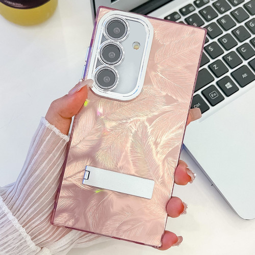 Yur Samsung Galaxy S25 Ultra 5G Plating Glitter Texture Fold Holder