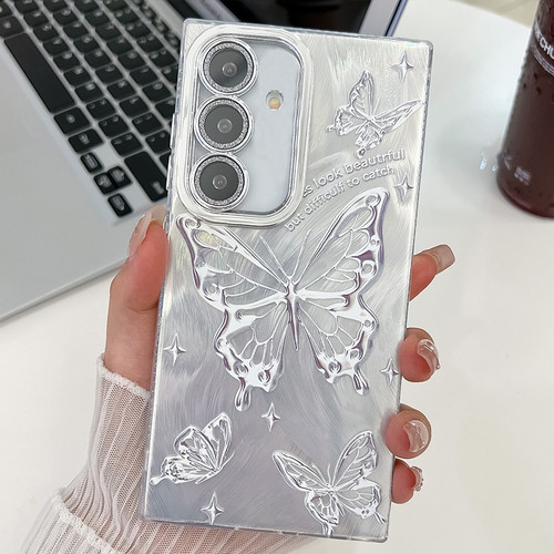 Samsung Galaxy S25+ 5G Plating Texture Butterfly TPU Phone Case