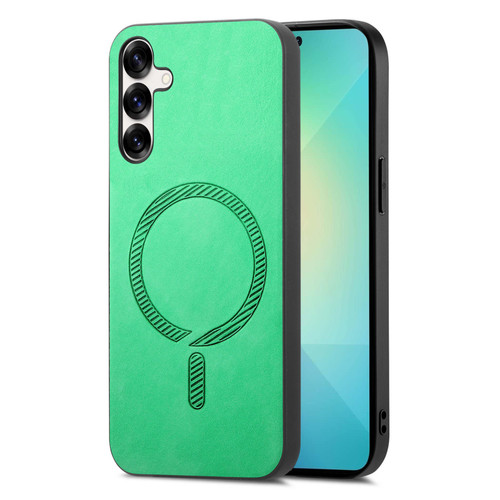 Samsung Galaxy S25+ 5G Solid Color Retro Magsafe PU Back Cover Phone Case - Green