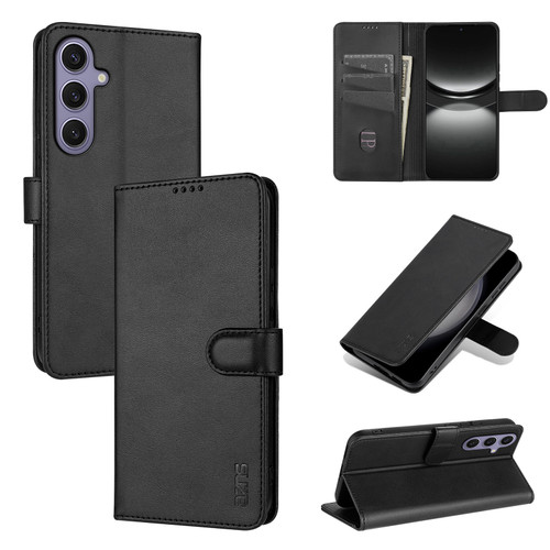 Samsung Galaxy S25 5G AZNS Skin Feel Calf Texture Flip Leather Phone Case - Black