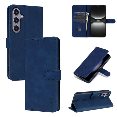 Samsung Galaxy S25 5G AZNS Skin Feel Calf Texture Flip Leather Phone Case - Blue