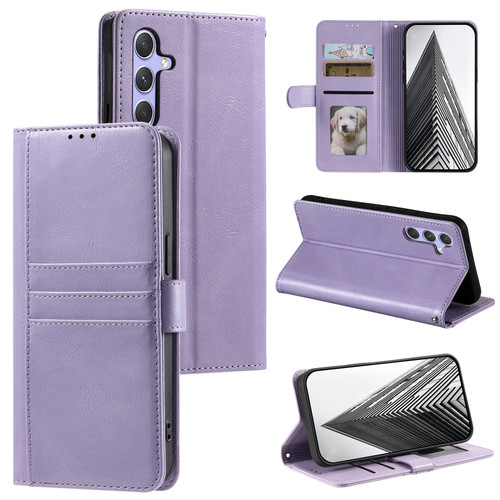 Samsung Galaxy S25 5G Simple 6-Card Wallet Leather Phone Case - Purple