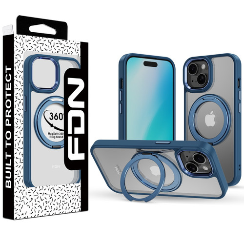FDN RingRound 360 Kickstand Case w/ MagSafe for Apple iPhone 16e / 14 / 13 - Blue