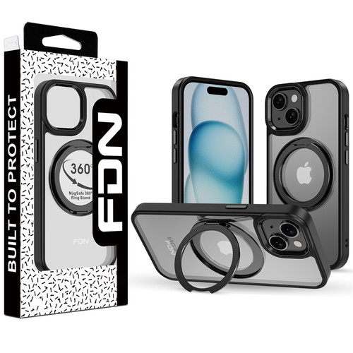 FDN RingRound 360 Kickstand Case w/ MagSafe for Apple iPhone 15 - Black