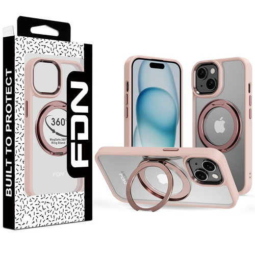 FDN RingRound 360 Kickstand Case w/ MagSafe for Apple iPhone 15 - Pink