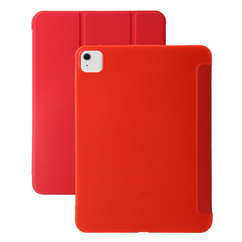 iPad Pro 13 2024 Three-fold Holder Flip Tablet Leather Case - Red