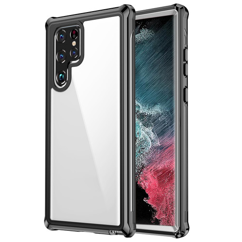 Samsung Galaxy S22 Ultra 5G RedPepper Transparent Dot Shockproof Water Resistant PC + TPU Phone Case - Black