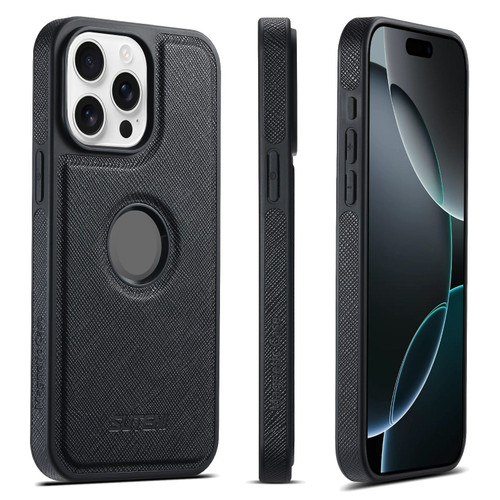 iPhone 16 Pro Max Suteni G1 Cross Texture MagSafe Phone Case - Black iPhone 16 Pro Max Suteni G1 Cross Texture MagSafe Phone Case - Black