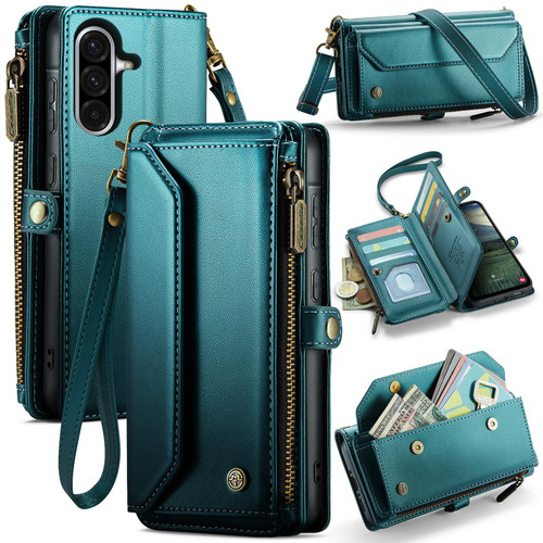 Samsung Galaxy A36 CaseMe C36 Card Slots Zipper Wallet RFID Anti-theft Leather Phone Case - Blue Samsung Galaxy A36 CaseMe C36 Card Slots Zipper Wallet RFID Anti-theft Leather Phone Case - Blue
