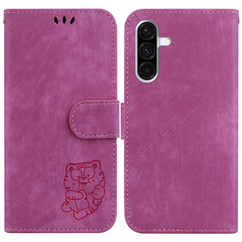 Samsung Galaxy A36 5G / A56 5G Little Tiger Embossed Leather Phone Case - Rose Red Samsung Galaxy A36 5G / A56 5G Little Tiger Embossed Leather Phone Case - Rose Red