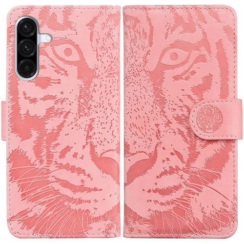 Samsung Galaxy A36 5G / A56 5G Tiger Embossing Pattern Flip Leather Phone Case - Pink
