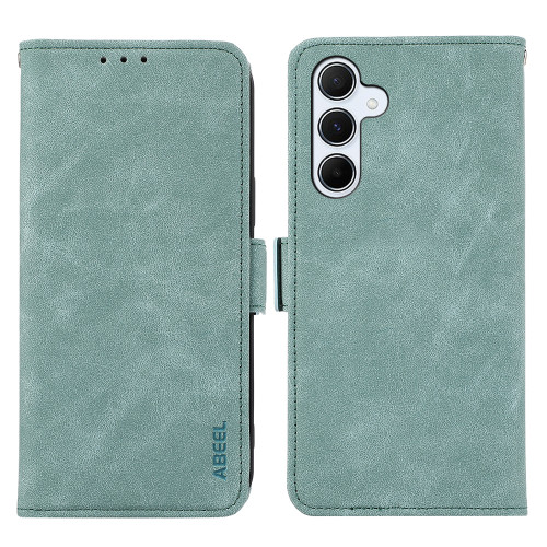 Samsung Galaxy A36 5G ABEEL Frosted Magnetic RFID Leather Phone Case - Cyan