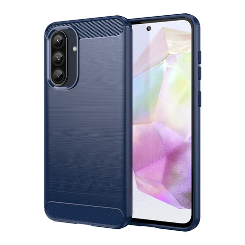 Samsung Galaxy A36 5G Carbon Fiber Brushed Texture TPU Phone Case - Blue