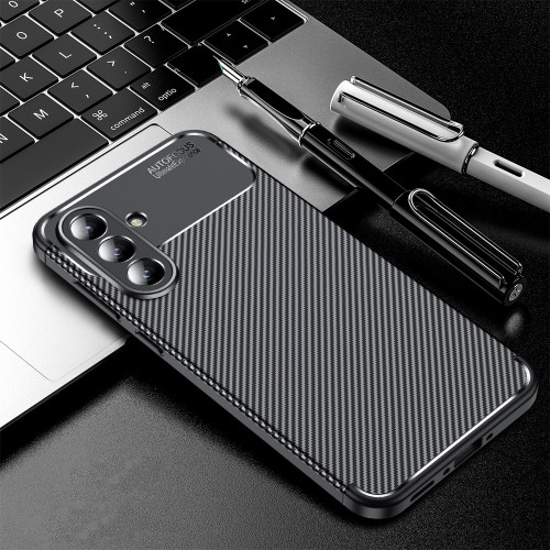 Samsung Galaxy A36 5G Carbon Fiber Texture Shockproof TPU Phone Case - Black
