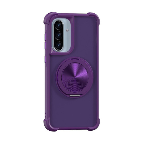 Samsung Galaxy A36 5G CD Texture 360 Degree Rotating Holder MagSafe Phone Case - Purple Samsung Galaxy A36 5G CD Texture 360 Degree Rotating Holder MagSafe Phone Case - Purple