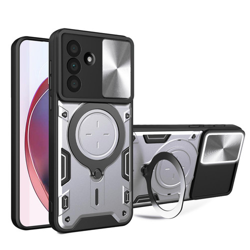 Samsung Galaxy A36 5G CD Texture Sliding Camshield Magnetic Holder Phone Case - Silver