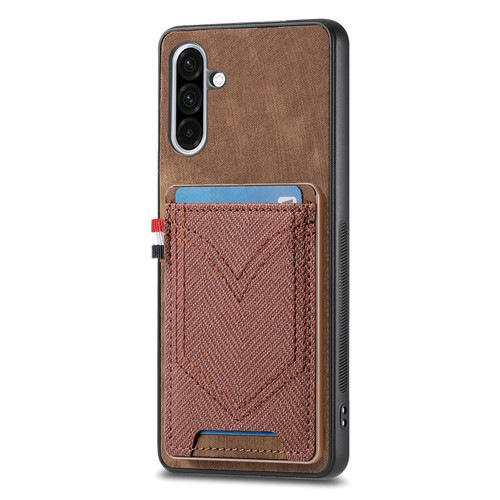 Samsung Galaxy A36 5G Denim Texture Leather Skin Phone Case with Card Slot - Brown