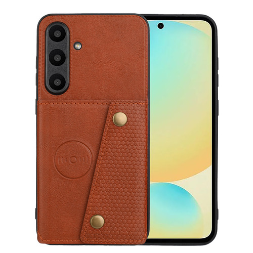 Samsung Galaxy A36 5G Double Buckle Card Slots Magnetic Phone Case - Brown